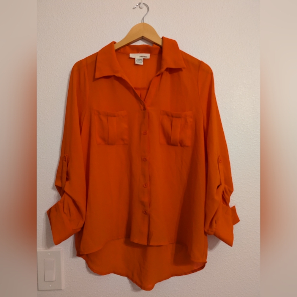 Sans Souci Vibrant Orange Sheer Blouse